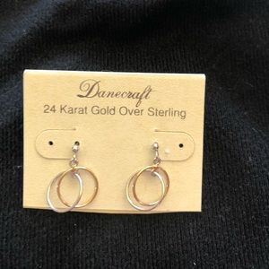 Silver and gold stud/ dangle loop earrings